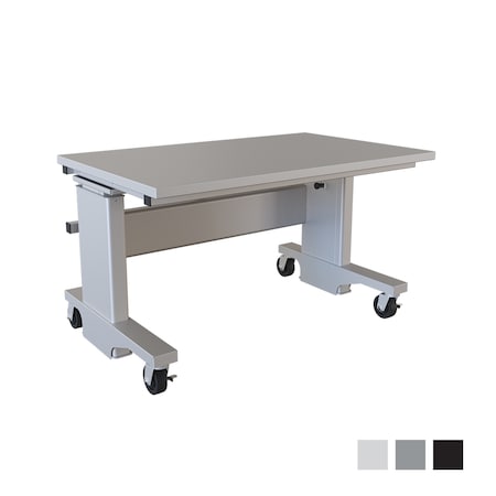 Bostontec Manual Height Adjust Workbench, 30"d X 48"w, 1,200 lb cap, Laminate Top, w/Casters, Matte Platinum AFH3048-FD30C-3M3048 - P